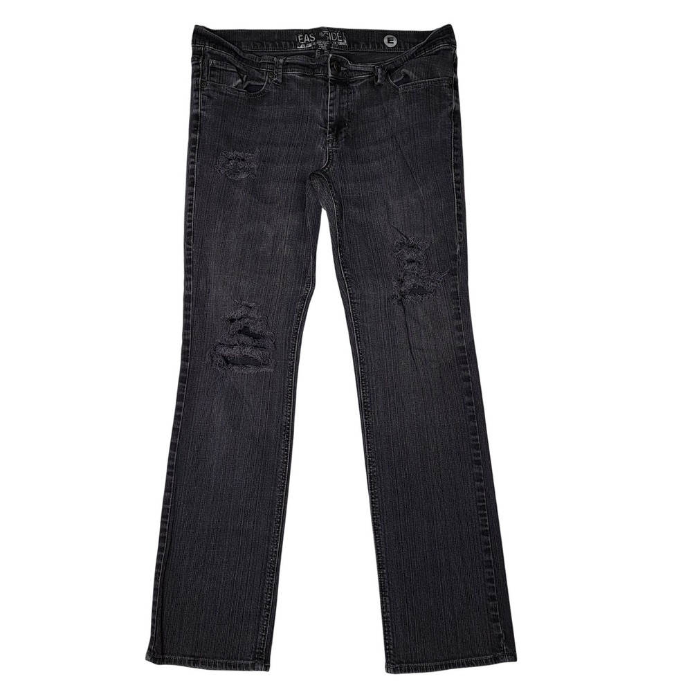 East Side Jeans Women's Black Distressed Bootcut Denim Pants Size 14